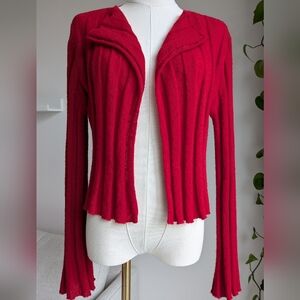 Ines Rasport Ribbed Open Front Cardigan